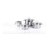 Moneta Allegro Inox Set de 7 Poêles et Casseroles, Acier Inoxydable Résistant, Convient à Toutes les Plaques de Cuisson, Lavable au Lave-vaisselle, Ensemble de 7 Pièces de Cuisson