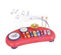 Ensemble de Batterie de Xylophone 2 en 1, Instruments de Musique à Percussion en Bois Montessori, applaudissements multifonctionnels, Xylophone coloré à 8 Tons, 2 Tambours, 1 (Rouge)