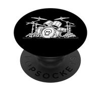 Ensemble de Batterie drôle Rock avec Illustration de tête de Mort PopSockets PopGrip Adhésif