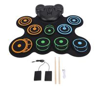 Ensemble de batterie électronique à rouler avec double haut-parleur, kit de pads de batterie électriques portables rechargeables par USB pour enfants et débutants, batterie douce p