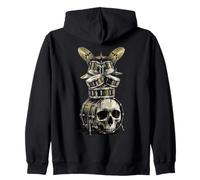Ensemble de Batterie en Forme de crâne de Musique Rock Vintage Heavy Metal Sweat à Capuche