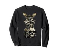Ensemble de Batterie en Forme de crâne de Musique Rock Vintage Heavy Metal Sweatshirt