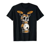 Ensemble de Batterie en Forme de crâne - Musique Rock - Heavy Metal - Vintage Graphi T-Shirt
