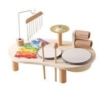 Ensemble de batterie pour enfants 5 en 1 ensemble de batterie en bois pour tout-petits Instruments musique éducatifs pour enfants Instruments percussion éclairants en toute sécurité pour bébé p
