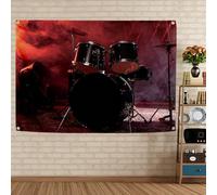 Ensemble de batterie Rock Fun Hard Punk Metal Tapisserie Drapeau Art Mural Vintage Poster Suspendu Bannière pour Maison Extérieur Chambre Dortoir Décoration murale 9,5 x 145,2 cm