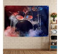 Ensemble de batterie Rock Fun Punk Metal Music Wall Art Tapisserie Drapeau Vintage Hard Rock Poster Bannière à suspendre pour la maison, l'extérieur, le dortoir, la chambre à coucher, décoration
