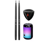 Ensemble de batterie virtuel avec lumières RVB et pédales, baguettes électroniques sans fil pour débutants et jeunes, bâtons de 34 cm, haut-parleur intégré, design portable pour un apprentissage