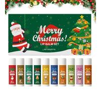 Ensemble de baume pour lèvres de Noël, formule hydratante naturelle portable non grasse, cadeau hydratant pour le soin des lèvres de Noël, collection de nutriments profonds pour les fêtes de voyage,