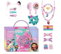 Ensemble de beauté Gabby's Dollhouse - Comprend 1 chouchou en tissu, 10 chouchous en tissu, 2 pinces, 3 épingles à cheveux, 2 brosses, 1 bandeau, 1 collier, 1 bracelet et 1 bague. Produit original