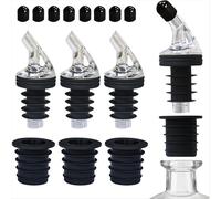 Ensemble de becs verseurs pour distributeurs d'huile d'olive - Anti-fuite, adaptable à différentes tailles de bouteilles, comprend 8 bouchons noirs