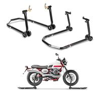 Ensemble de béquilles moto Ansobea, béquille avant et arrière, lève-moto en acier, support moto avec doubles roues, béquille moto haute stabilité (Noir)