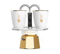 Ensemble de bialetti mini express or pur, cafetière moka avec 2 tasses et détail