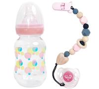 Ensemble de biberons de poupée avec tétines, biberons mignons et sûrs pour poupées avec tétine et chaîne, accessoires poupées simulation amusants pour enfants