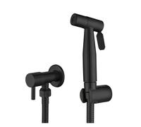 Ensemble de Bidet de toilette, douche anale autonettoyante, pulvérisateur de Bidet en acier inoxydable, pistolet de pulvérisation à froid, nettoyage des toilettes, Bidet à main(Black bidet set)