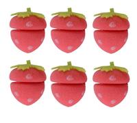 Ensemble de bigoudis sans chaleur en mousse motif fraise pour vagues naturelles - Curling de nuit sans chaleur, matériau éponge douce, soin des cheveux à faire soi-même