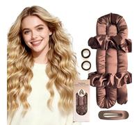 Ensemble de bigoudis sans chaleur Jumbo pour dormir, boucles sans chaleur en satin pour la nuit, bordeaux (marron)
