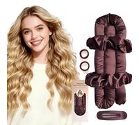 Ensemble de bigoudis sans chaleur Jumbo pour dormir, boucles sans chaleur en satin pour la nuit, bordeaux (bordeaux)