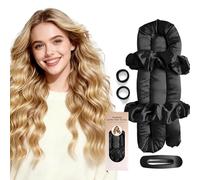 Ensemble de bigoudis sans chaleur Jumbo pour dormir, boucles sans chaleur en satin pour la nuit, bordeaux, noir