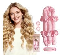 Ensemble de bigoudis sans chaleur Jumbo pour la nuit, sans chaleur pour dormir, tiges de soufflage pendant la nuit (bordeaux) (rose)