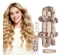 Ensemble de bigoudis sans chaleur Jumbo pour la nuit, sans chaleur pour dormir, tiges de soufflage pendant la nuit (bordeaux) (beige)