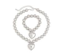 Ensemble de Bijoux à Bascule de Coeur, Collier et Bracelet de Pendentif Cardiaque Assortiment Assorti (Taille unique)