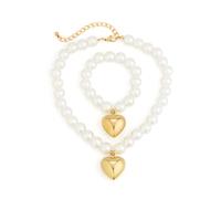 Ensemble de Bijoux à Bascule de Coeur, Collier et Bracelet de Pendentif Cardiaque Assortiment Assorti (Taille unique)