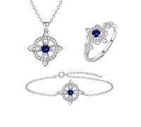 Ensemble de bijoux avec nœud de sorcière mystique, pendentif en pierre de naissance en cristal naturel, collier, Bracelet, bague, cadeau de bijoux for femme, maman, petite amie(Sep)