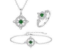 Ensemble de bijoux avec nœud de sorcière mystique, pendentif en pierre de naissance en cristal naturel, collier, Bracelet, bague, cadeau de bijoux for femme, maman, petite amie(May)