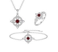 Ensemble de bijoux avec nœud de sorcière mystique, pendentif en pierre de naissance en cristal naturel, collier, Bracelet, bague, cadeau de bijoux for femme, maman, petite amie(Jan)
