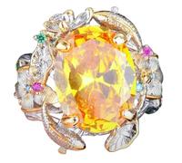 Ensemble de bijoux baroque imitation citrine pour femme avec pendentif en forme de lotus et boucles d'oreilles pendantes - Bague flexible inspirée du patrimoine