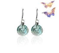 Ensemble de bijoux boucles d'oreilles spirales en verre recyclé, boucles d'oreilles et collier goutte d'eau en pot Mason recyclé, pour femmes (Boucles d'oreilles)