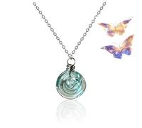 Ensemble de bijoux boucles d'oreilles spirales en verre recyclé, boucles d'oreilles et collier goutte d'eau en pot Mason recyclé, pour femmes (Collier)