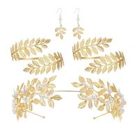 Ensemble De Bijoux Costume De Déesse - Bande De Couronne De Feuilles Grecques D'or | Bijoux De Déesse Ensembles Pour Bridal | Accessoires De Mariage Pour Femmes | Banque Feuillet | Bracelet Bras Et