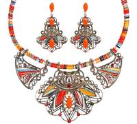 Ensemble de Bijoux de Bohême Collier et Boucles D’oreilles 1 Set | Résine Plastique, Style Bohème pour Amies, Adapté aux Mariages et Réunions, Assortiment de Bijoux Fantaisie Style Aléatoire