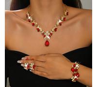 Ensemble de bijoux de luxe pour mariage et soirée, collier brillant décoré de strass, boucles d'oreilles, ensemble d'accessoires de bracelet pour gala Ensemble de bijoux quatre pièces 1422+B9017 - HBA