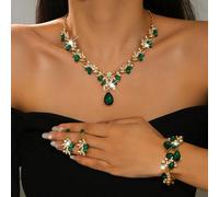 Ensemble de bijoux de luxe pour mariage et soirée, collier brillant décoré de strass, boucles d'oreilles, ensemble d'accessoires de bracelet pour gala Ensemble de bijoux quatre pièces 1422+B9017 - HBA