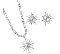 Ensemble de bijoux élégants en acier inoxydable avec boucles d'oreilles en forme de soleil pour tous les jours, taille unique, Comme décrit, Comme décrit.