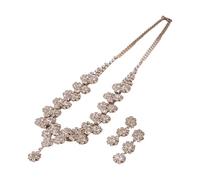 Ensemble de bijoux empilables avec collier et boucles d'oreilles en alliage de cuivre et strass - Ensemble de bijoux de soirée formels, taille unique, Comme décrit, Comme décrit.