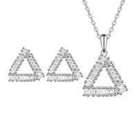 Ensemble de bijoux en argent 925, collier et boucles d'oreilles, 2 pièces, superbe ensemble de mariage rond en oxyde de zirconium