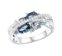 Ensemble de bijoux étincelants pour femmes Bague fine délicate Bagues bleues de luxe Étoile du soir des bagues, 09, Métal, Pas de pierre précieuse