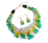 Ensemble de bijoux exagéré avec collier et boucles d'oreilles en résine Collier ras du cou élégant et piège pour femmes pour femmes, taille unique, comme décrit, comme décrit