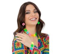 Ensemble De Bijoux Flower Power Néon Hippie Costume Fantaisie Années 60 70