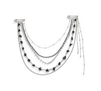 Ensemble de bijoux gothiques modernes en cristal pour voile, châle, pochette, accessoires de mode pour costumes, broche à franges détachables, 01 White K Black 038, Comme décrit