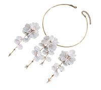 Ensemble de bijoux inspirés des fleurs féminines - Collier portable et boucles d'oreilles pendantes - Idée cadeau - Alliage et résine
