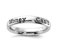 Ensemble de bijoux pour femme en argent sterling 925 poli avec paroles empilables de 3,25 mm « Money Cant Buy Me » - Taille 8