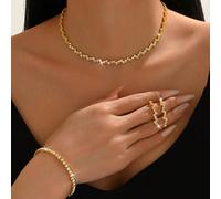 Ensemble de bijoux pour femmes pour la Fête des Mères, comprenant un collier, des boucles d'oreilles et un bracelet avec un motif de losange. Accessoires pour fête, rue, mariage. Accessoires pour la s