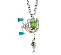 Ensemble de bijoux pour moulinet de pêche, mini collier de moulinet de pêche, bague et pendentif à double fonction, décorations uniques sur le thème du pêcheur et cadeau pour les pêcheurs, papa (1pc)