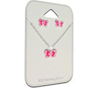 Ensemble de bijoux Teenie-Weenie Clou d'oreille Chaîne 925 argent Papillon rose SDS807