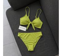Ensemble de bikini 2 pièces pour femmes, bretelles doubles, tissu côtelé vert olive, maillot de bain 2 pièces pour la plage, l'île, la fête à la piscine, polyvalent et décontracté L,M,S,XL,XXLUnicolor