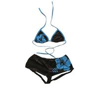 Ensemble de bikini 2 pièces Y2k dos nu pour femmes, maillot de bain sexy, ensembles de plage, tenues d'été mignonnes pour sorties, vacances 2025, années 2000, bleu/noir, Taille S